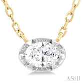 1/4 Ctw Oval and Bezel Set Round Cut Diamond Station Necklace in 14K Yellow and White Gold